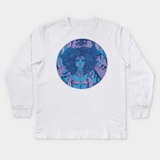 Mountain Blue Kemet Warrior Kids Long Sleeve T-Shirt